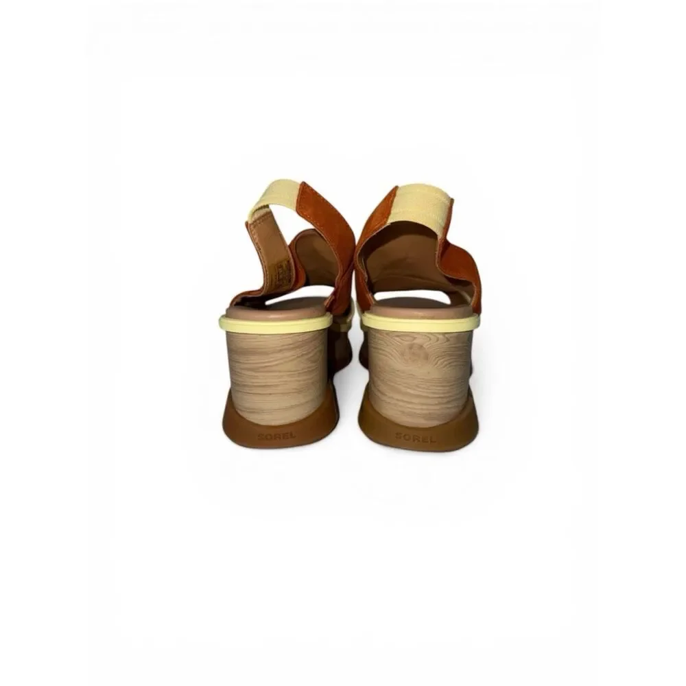 SOREL Joanie III  Burnt Orange Suede Wedge Slingback Sandals Size 9.5